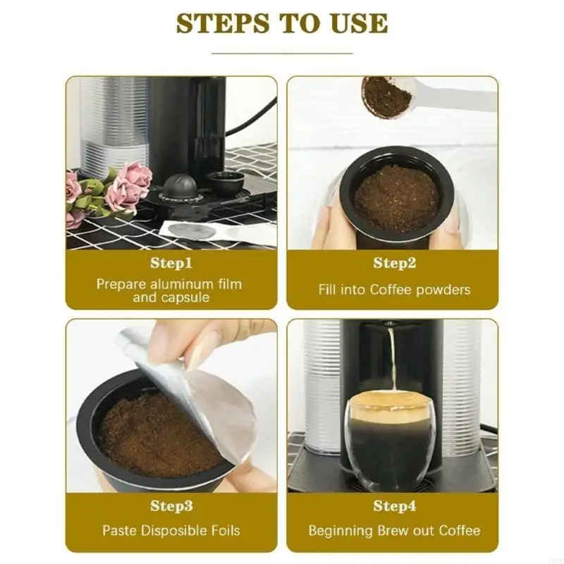 J6pe แพ็คของ 100 ฝักกาแฟฟอยล์ซีล 45 มม. ฝาอลูมิเนียมปิดผนึกฟอยล์สำหรับฝักกาแฟ