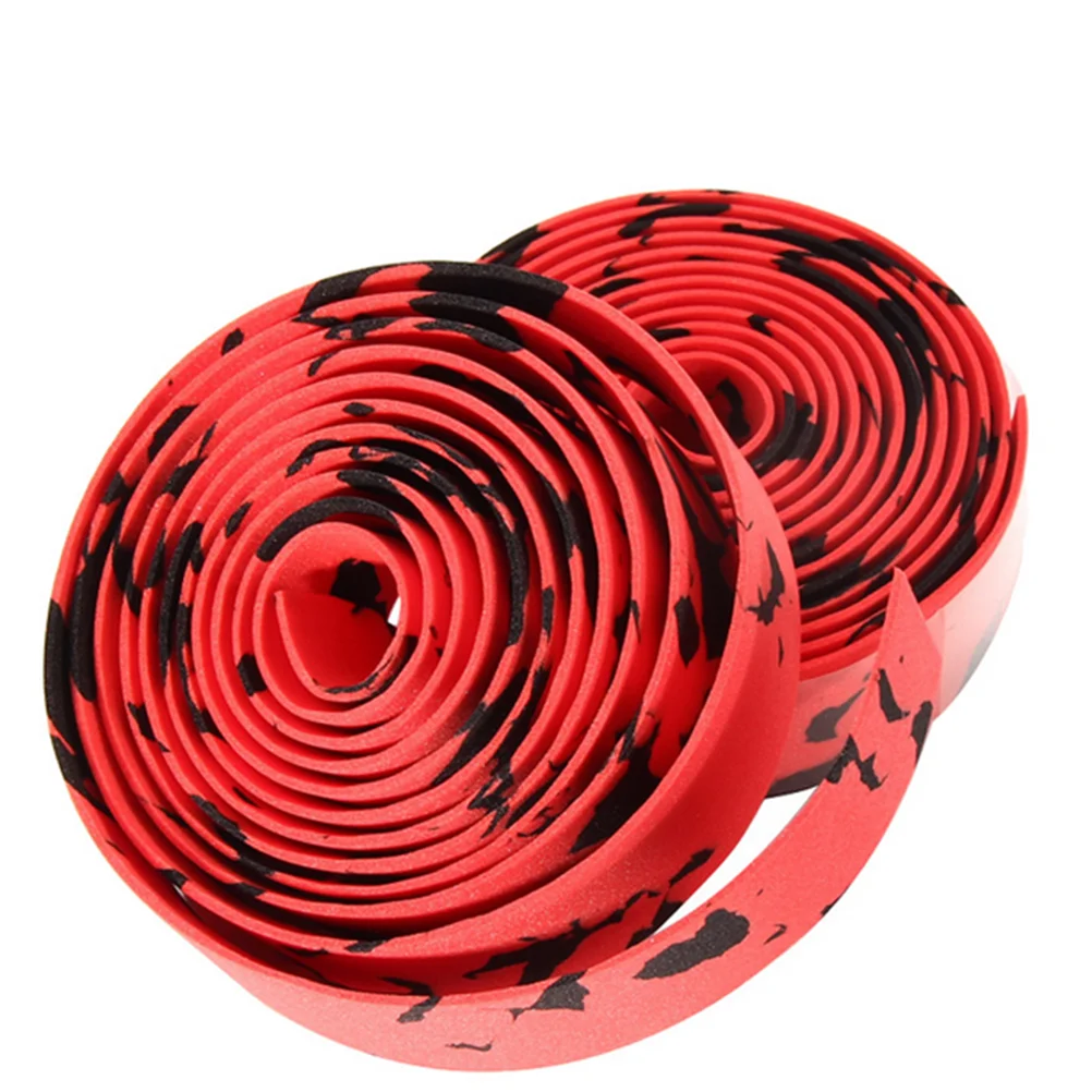 

2 X Road Bike Handlebar Tape Cork Anti-Slip Comfort Grip With Bar Plugs Red Black For Bicycle Mountain Cycling Sport