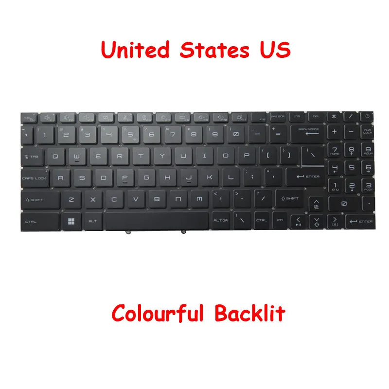 Backlit US Keyboard For MSI GL66-11U GL66 11UCK 11UDK 11UEK 11UGK Pulse GL66-12U 12UCK 12UDK 12UEK 12UGK 12UGOK/GKV/UGSZK/UGSZOK