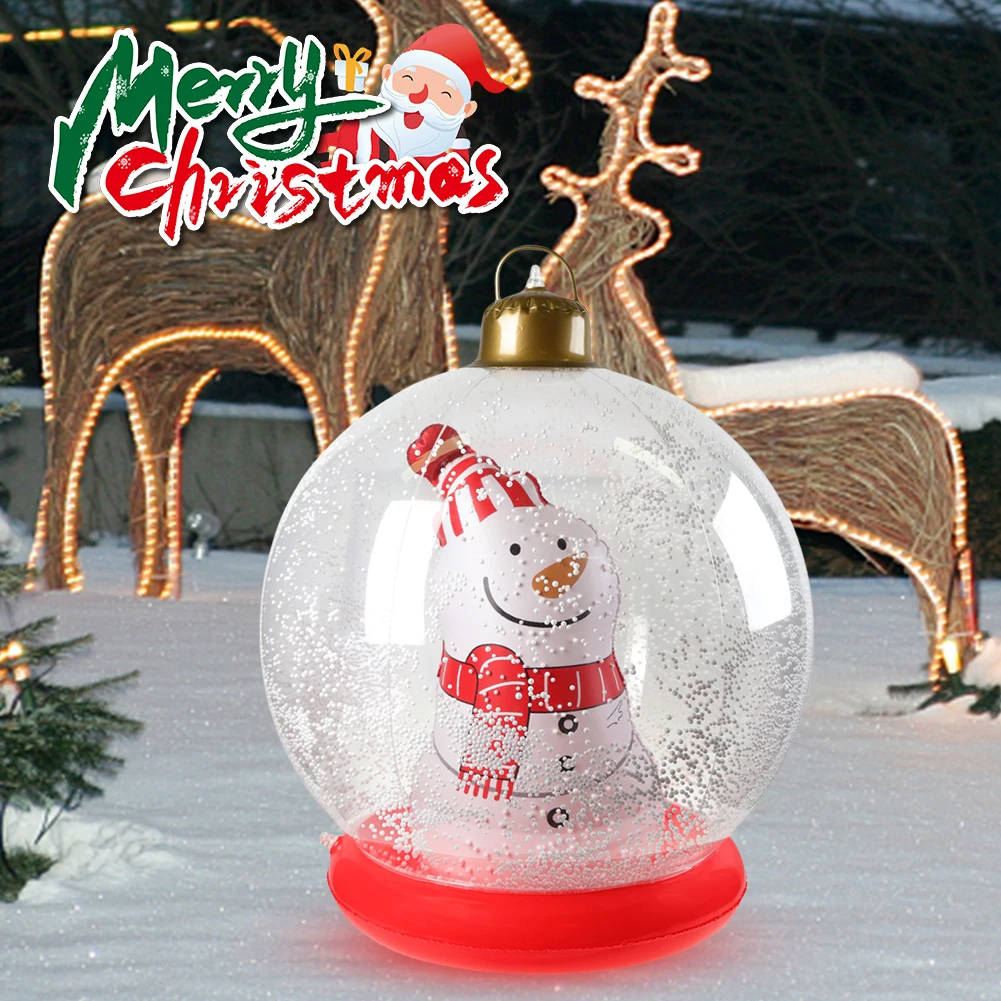 

60cm Xmas Tree Decoration Toy Ball with LED Light Remote Control Giant Luminous Inflatable Christmas Ball for Porch Lawn Garden