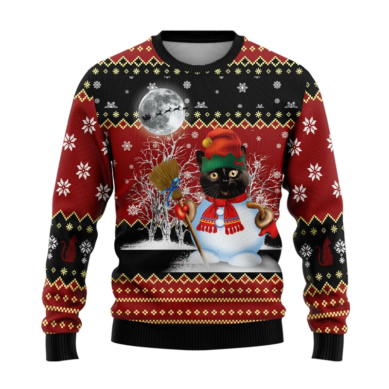 

2024 New Autumn Snowman Christmas Sweaters For Women Clothes Cute Snow Man Crewneck Sweatshirt Cartoon Kids Pullover Unisex Tops