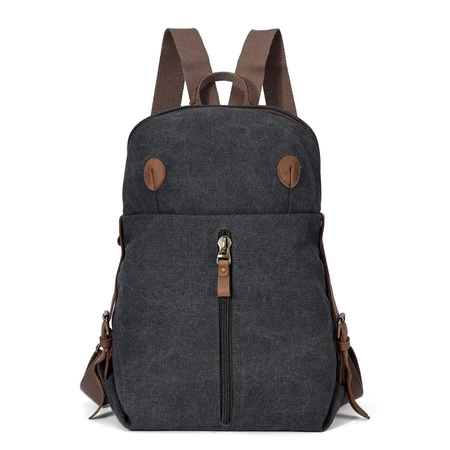 حقيبة ظهر قماشية كلاسيكية للرجال والنساء، حقيبة ظهر للكمبيوتر المحمول، حقيبة ظهر للسفر في الهواء الطلق، أسود #1