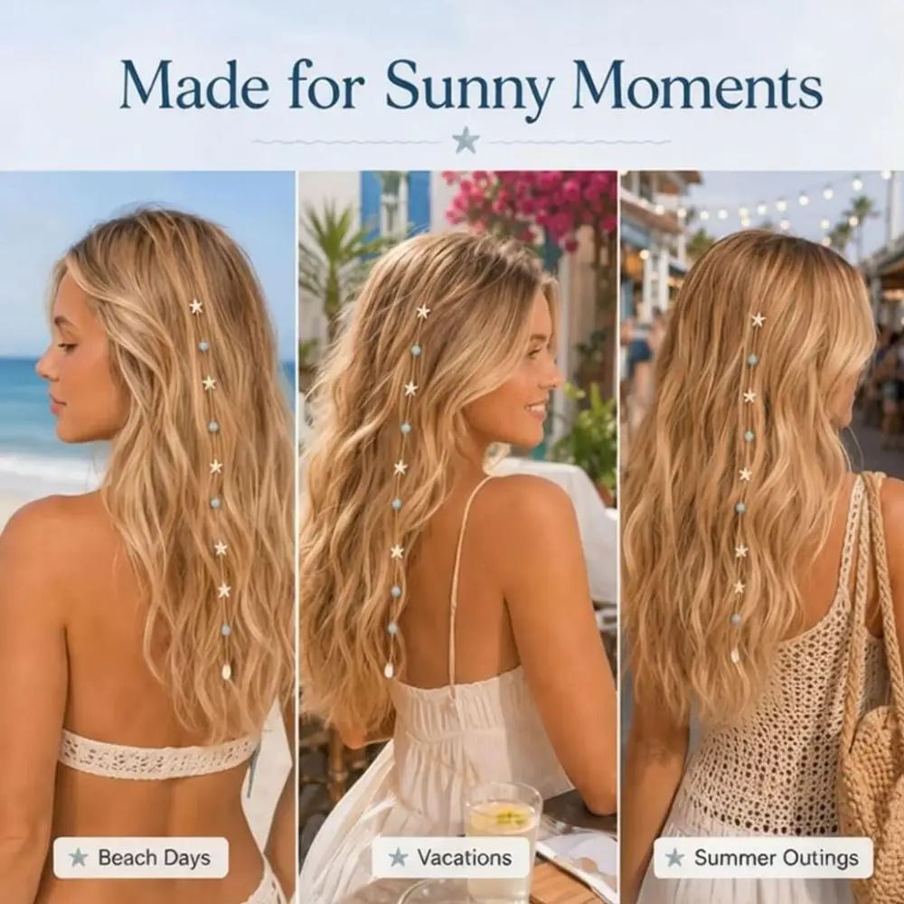 Starfish Charm Beachy Mermaid Hair Accent Shell Comb Style Clip Clip In Hair Jewelry Pearl Like Beads Boho Style