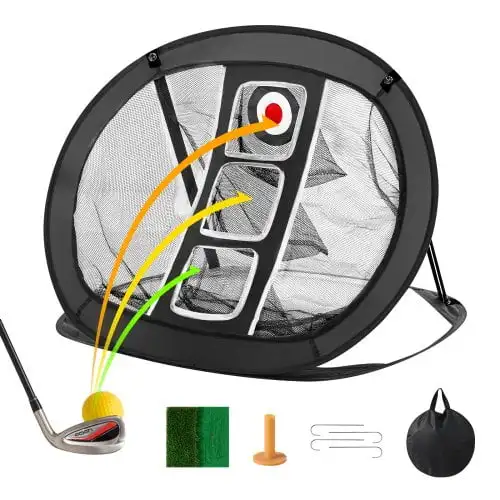 

Golf Chipping Net, Pop Up Golf Practice Net, Portable Indoor Outdoor Home Golf Hitting Aid Net with Target/Mat/Balls/Tee/Carry