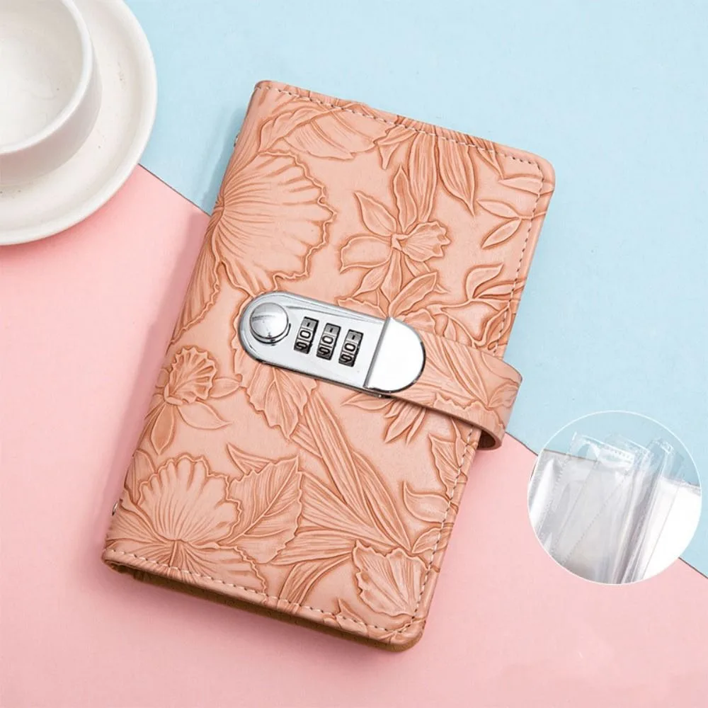 50 Lembar Buku Penghemat Uang Binder Kulit PU Motif Bunga Planner Organizer Dompet Isi Ulang Buku Catatan Keuangan