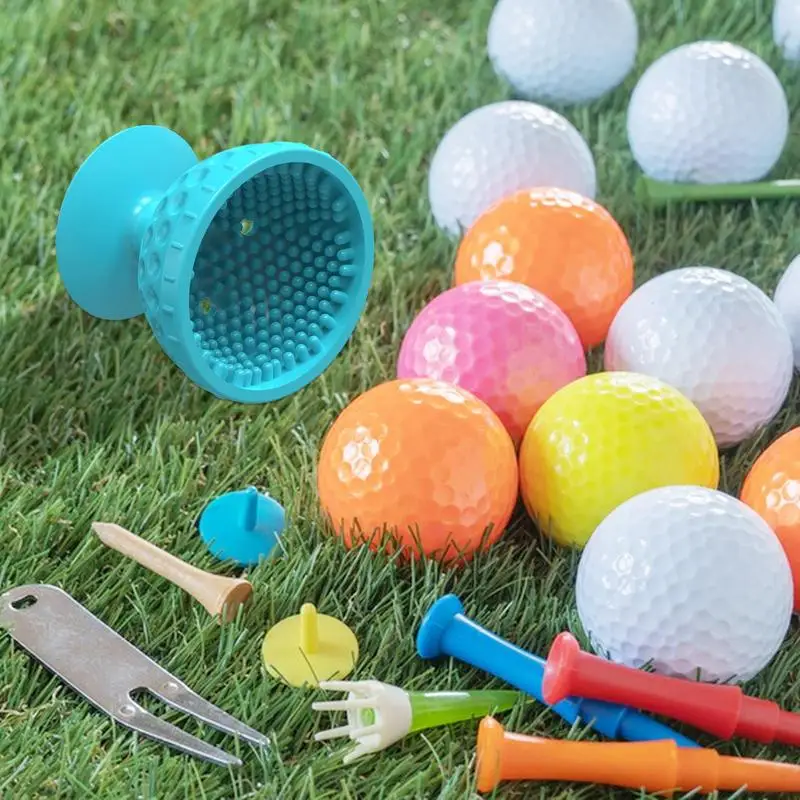 Golf Ball Cleaner Suction Cup Bottom Soft Silicone Golf Ball Washer Portable Golf Accessories Multifunctional Cleaning Brush