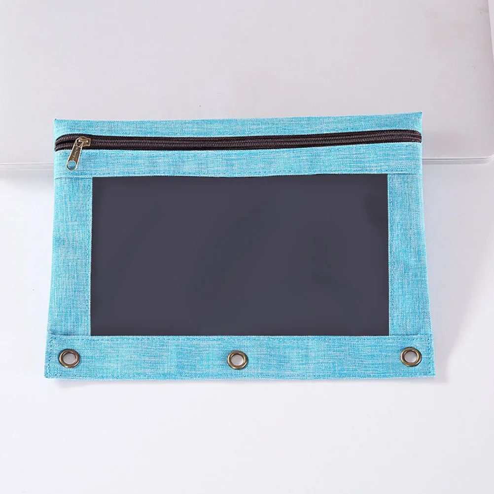 

4pcs File Bag Pen Holder Zipper Binder Pouches B5 3 Hole Punch Oxford Cloth PVC Material Document Storage Folders