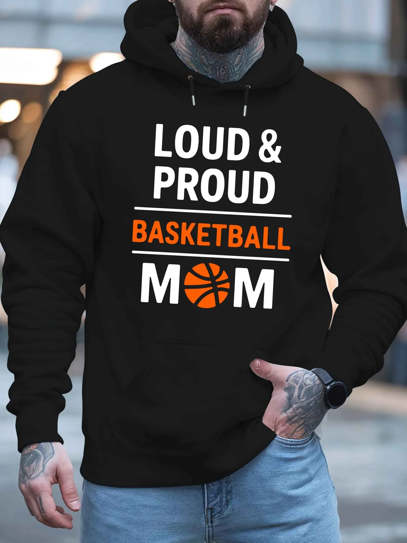 2024 New Men's Printed Fleece Sweater, Suitable for Autumn and Winter, Very Suitable for Basketball Mothers, Creating A Confident Style, A Variety of Styles Are Suitable for Teenagers, Trendy Hooded Design, Plus Size
