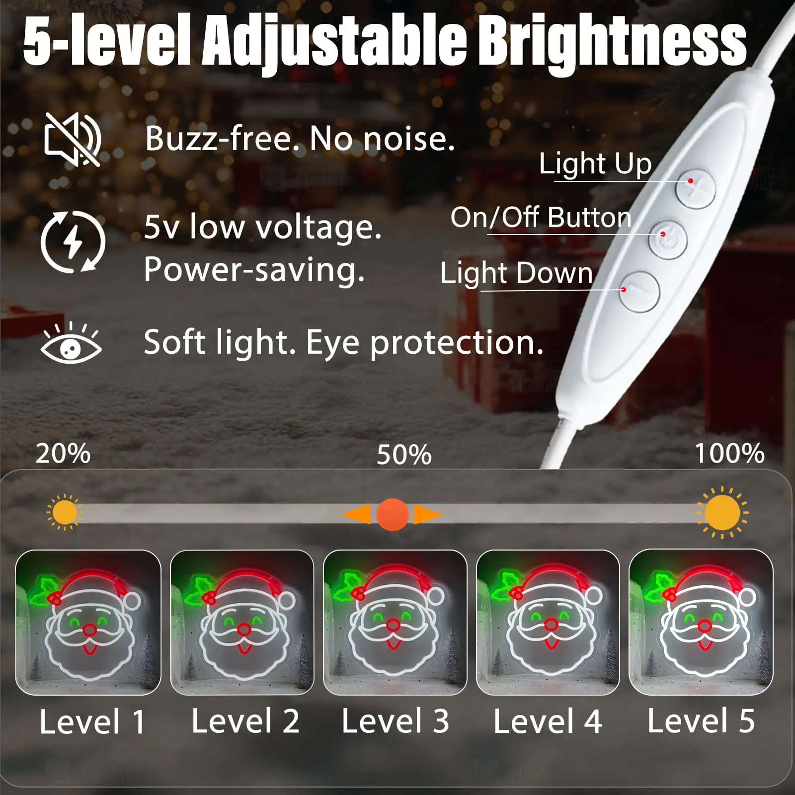 سانتا كلوز النيون عيد الميلاد عكس الضوء تضيء تسجيل جدار ديكور لعيد الميلاد حفلة غرفة نوم غرفة المعيشة هدية عيد الميلاد #4