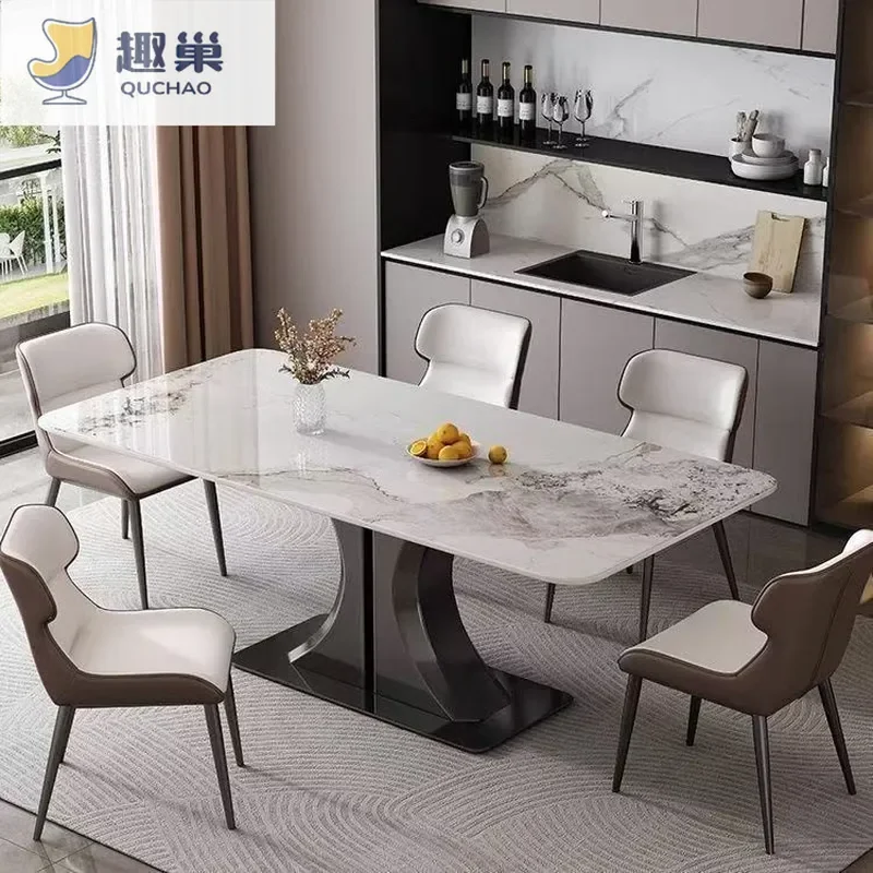 for Rock Slab Dining Table Full Support Baseplate Light Luxury Modern Rectangular Italian Style Stable Durable New Dining Set