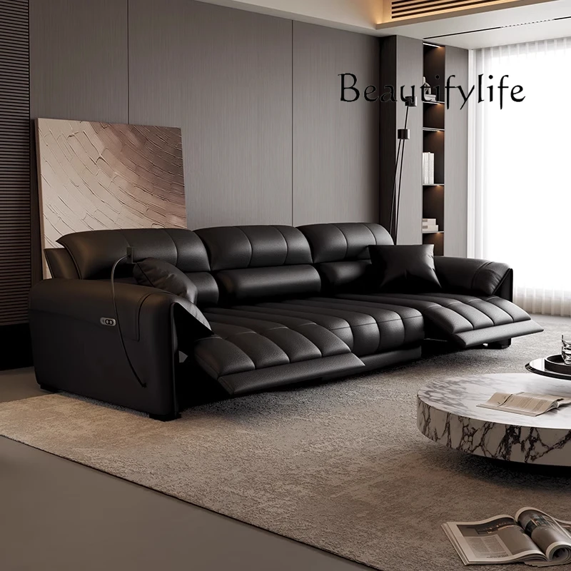 

Nordic electric sofa against the wall Italian three-person modern simple cowhide multi-functional sofa