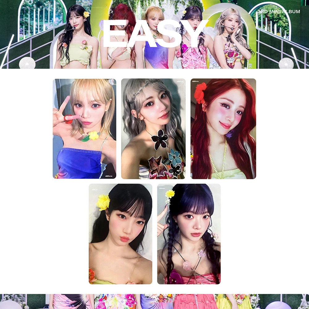 

Kpop Girls Group SAKURA CHAEWON YUNJIN KAZUHA EUNCHAE Album EASY LOMO Card Photocard Gift Fans Collection