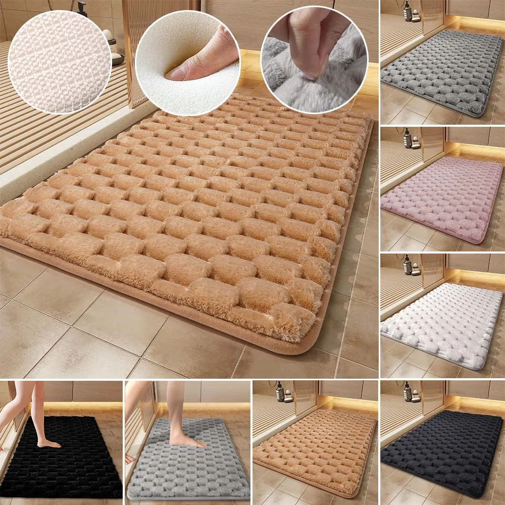 

Thickened Bathroom Mat Soft 3D Pattern Entrance Mat Absorbent Non Slip Shower Floor Carpet Toilet Door Rugs Tapis Salle De Bain