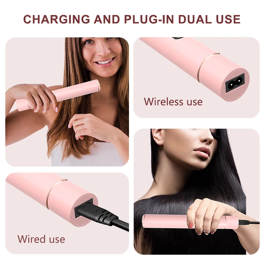 فرشاة فرد الشعر اللاسلكية المحمولة للسفر للنساء - شحن USB-C أثناء الاستخدام، مشط تصفيف لاسلكي