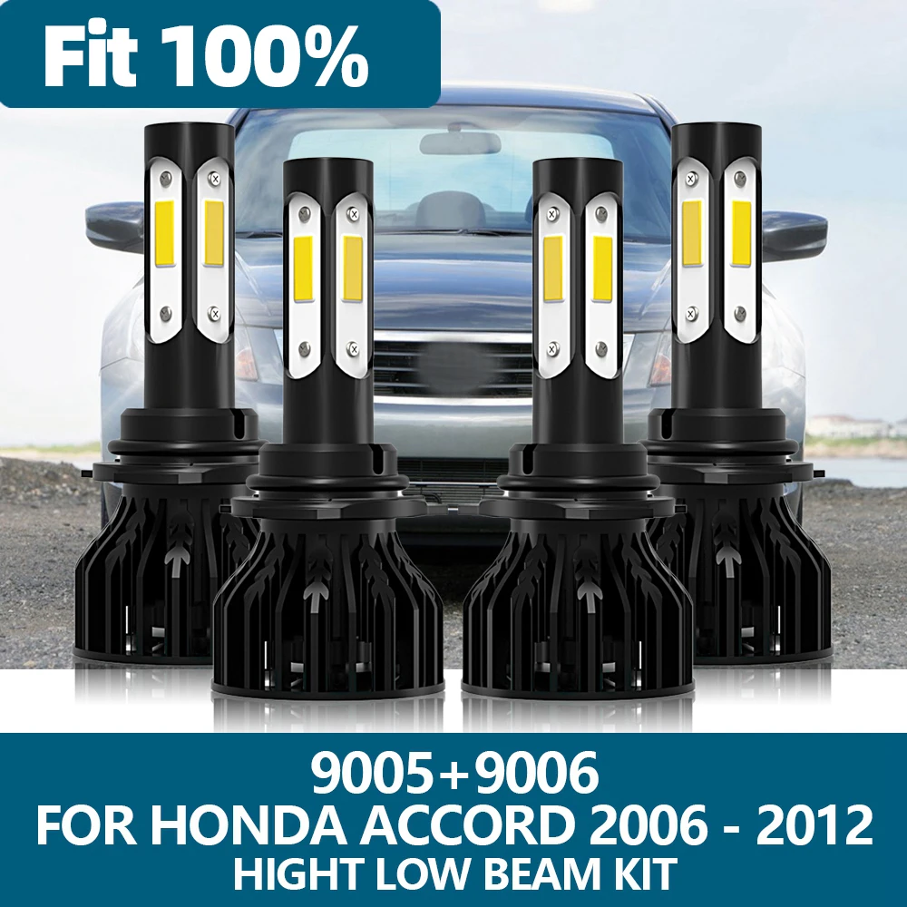 

4Pcs LED Headlight 9005 HB3 9006 HB4 Car Light 10000LM High Low Beam Bulbs For Honda Accord 2006 2007 2008 2009 2010 2011 2012