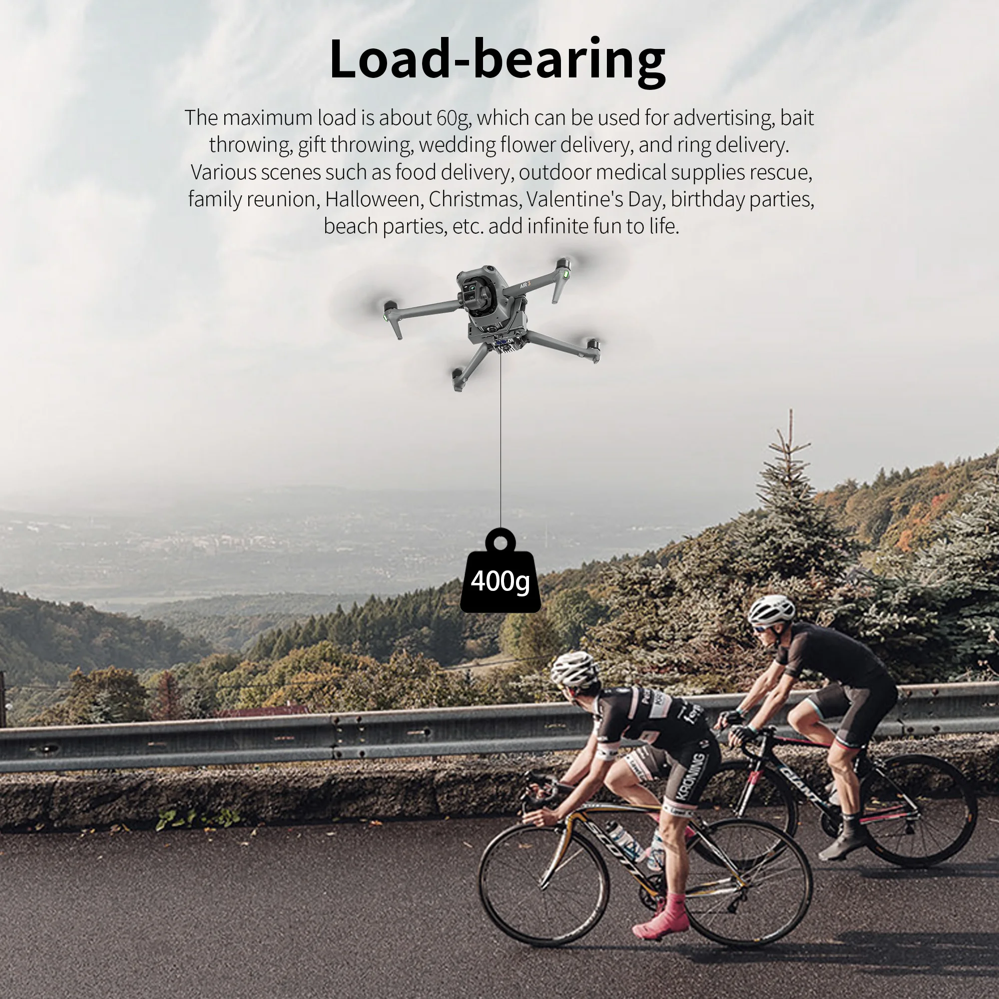 Airdrop Parabolic Device 400g for DJI Air 3 Remote Thrower Payload Dropper Transport Device for DJI Air 3 Drone Accessories