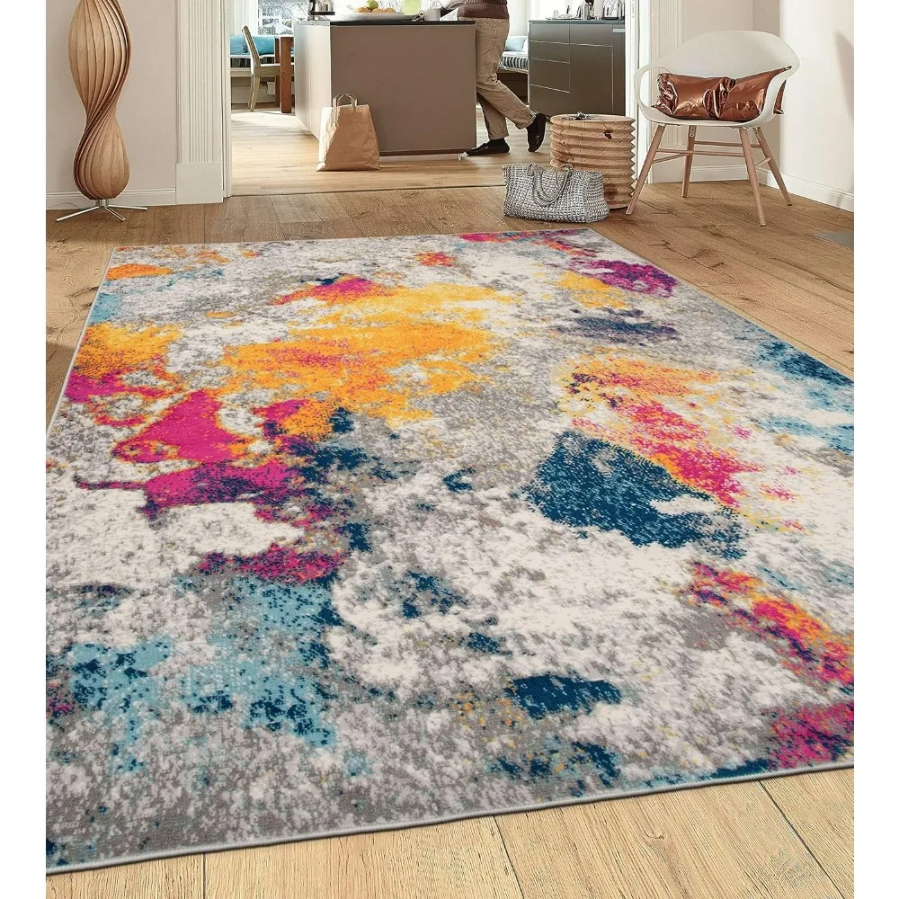 

Washable Area Rugs, Modern Abstract Area Rug 7'10" x 10' Multi, Non-Shedding & Easy Care, for High Traffic Areas, Carpet