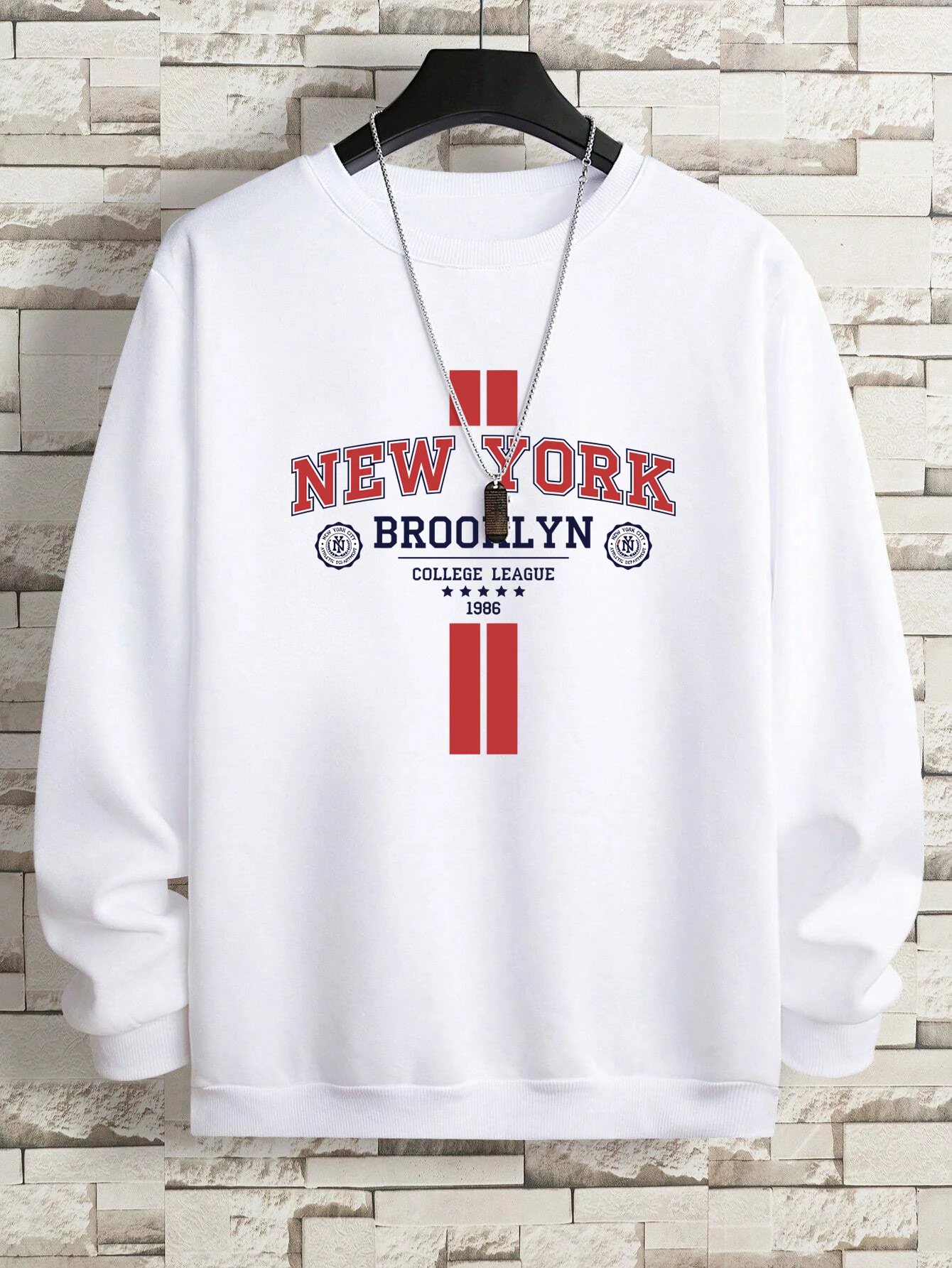 New York Brooklyn Men's Sweatshirts Vintage fur-liner PulloverAutumn S-XXL Hoodiess Simple High Quality Tops Tops