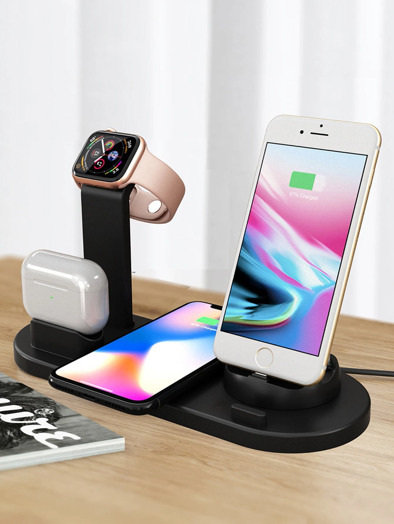 15W 6 in 1 Wireless Charger Stand Pad สําหรับ iPhone 13 12 15 X Apple Watch Qi Fast CHARGING Dock Station สําหรับ airpods Pro iWatch 7 6
