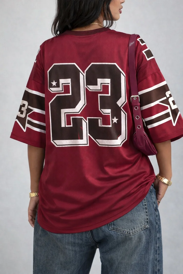 2026 Nummer 23 T-Shirt für Männer und Frauen, Sommer, Oversized V-Ausschnitt Jersey, Harajuku Trend, Kurzarm, Unisex Streetwear, Paar-T-Shirt – Detail 4