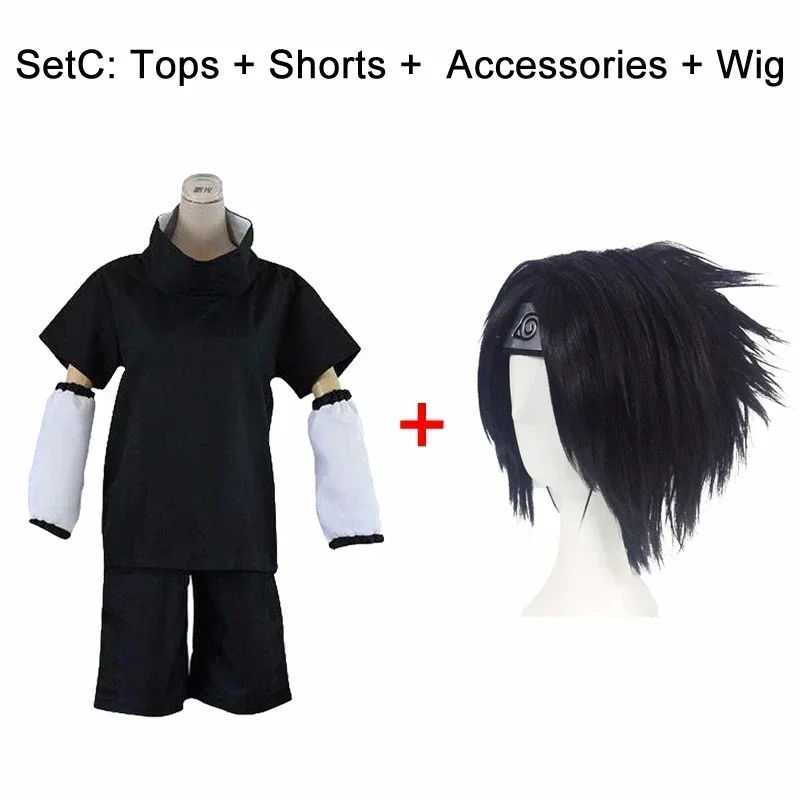 2025 nouveau JP Anime Uchiha Sasuke génération Cosplay Kostuum Volledige ensemble Zwart uniforme Halloween Carnaval fête Kostuums Pruik
