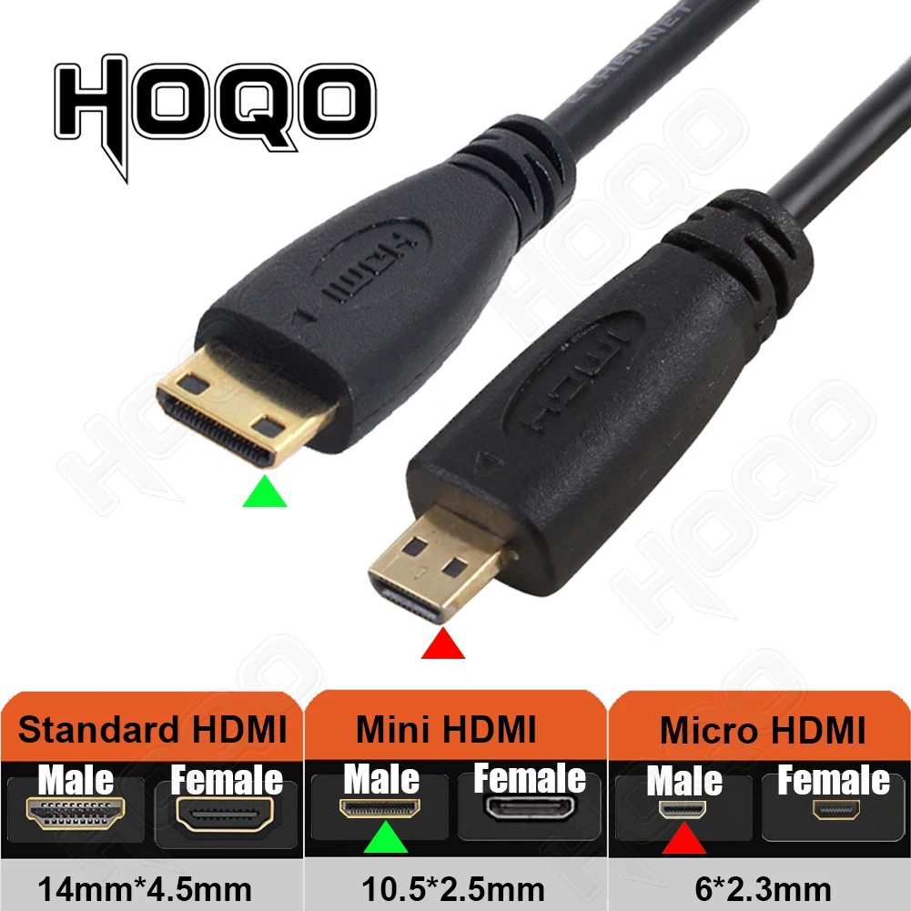 1080p Mini HDMI Male to Micro HDMI Male Cable HD1.4 Type C To D Cord for GoPro Mobile Computer Projector Tablet Connection Cable