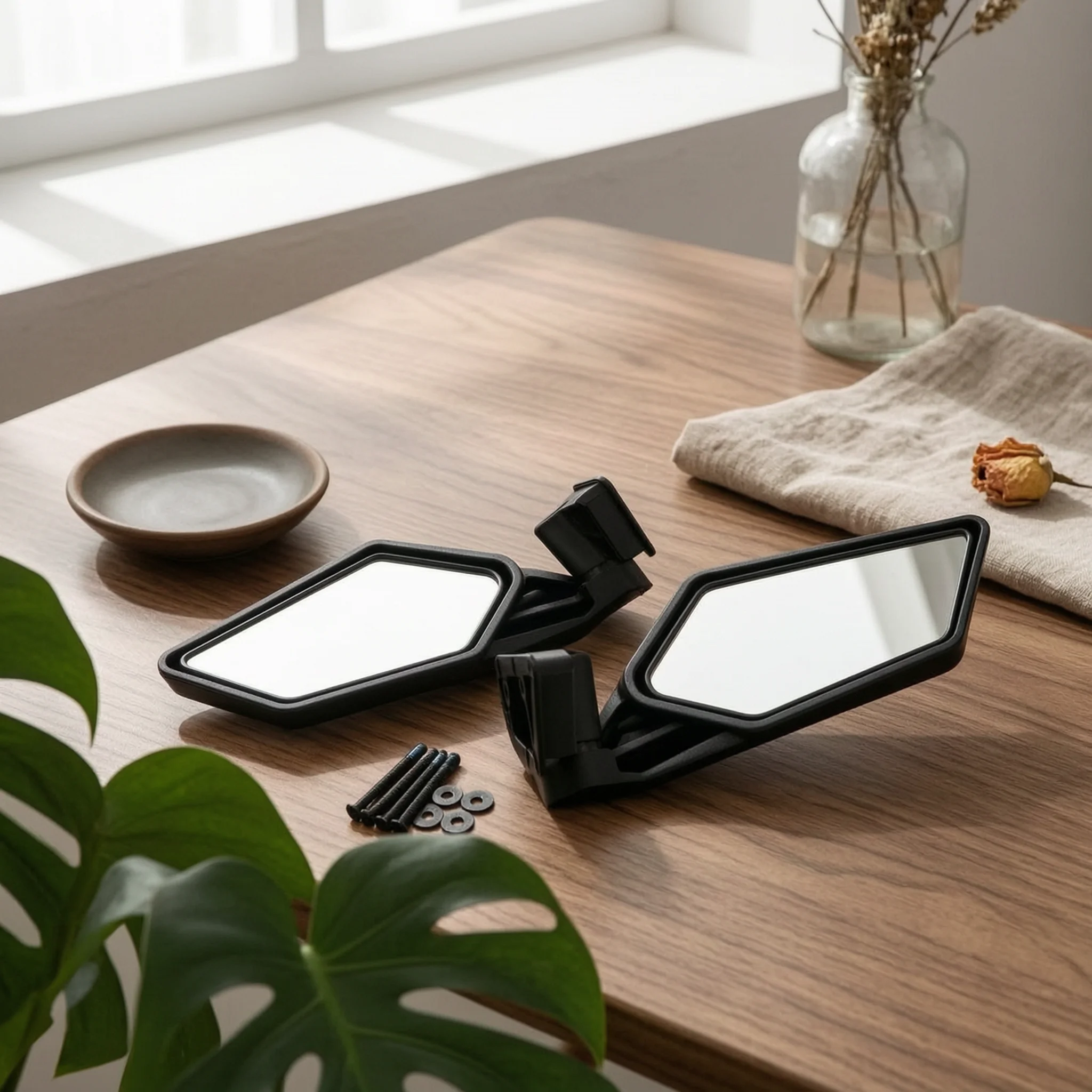 Rearview Mirror Matte Finish Angled Reflector Pair Mounting Hardware Included for Recreational Vehicle Side