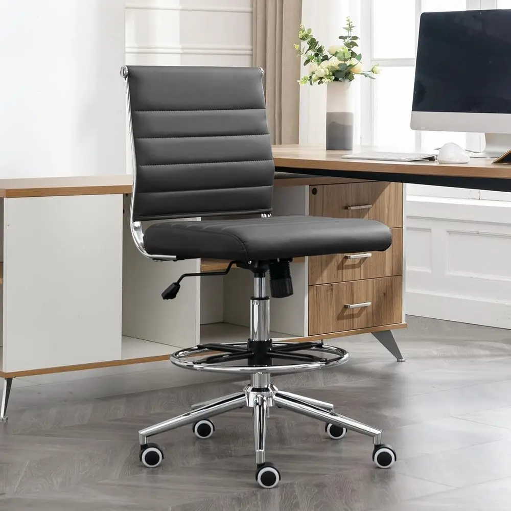 

Okeysen Drating Chair ArmlDesk Stool, 400 LBS Ergonomic Leather Tall Oice Chair with Adjustable oot Ring, ern Standing Desk Chai