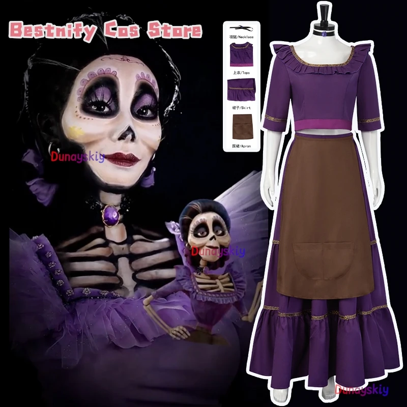 

CosplayMovie Anime CoCo Mama Imelda osplay Costume Women Silky Long SKIRTS Halloween Stage Performance Costumes Role Play Clothi