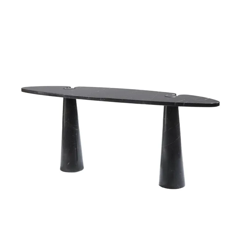 Italian minimalist natural marble entrance table, display table against the wall