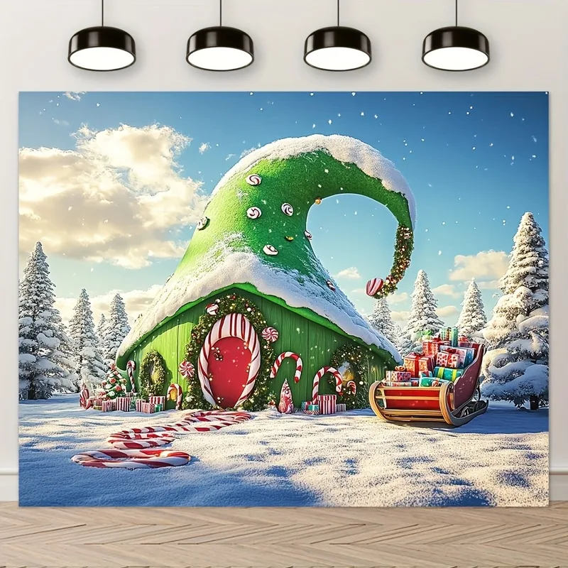 VIKAMA Frozen Winter Forest Tapestry, Snowy Pine Trees Blue, Christmas Wall Hanging for Living Room Bedroom Dorm