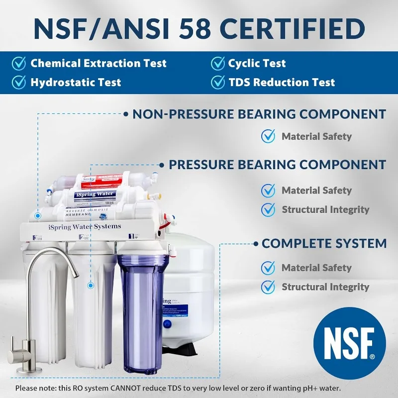 RCC7AK, NSF Certified 75 GPD, Alkaline 6-Stage Reverse Osmosis System, pH+ Remineralization RO Water Filter System Under Sink