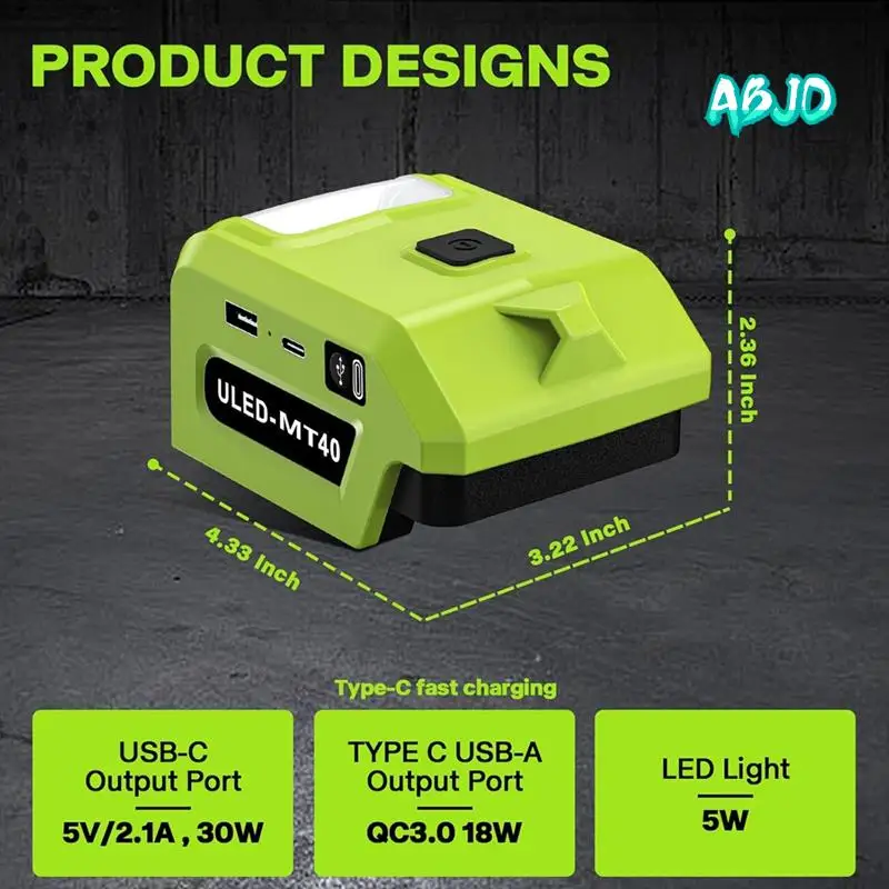 

ABJO-Battery Converter For Working Ceiling Lamp 40V 5W Flashlight Spotlight For Outdoor Use