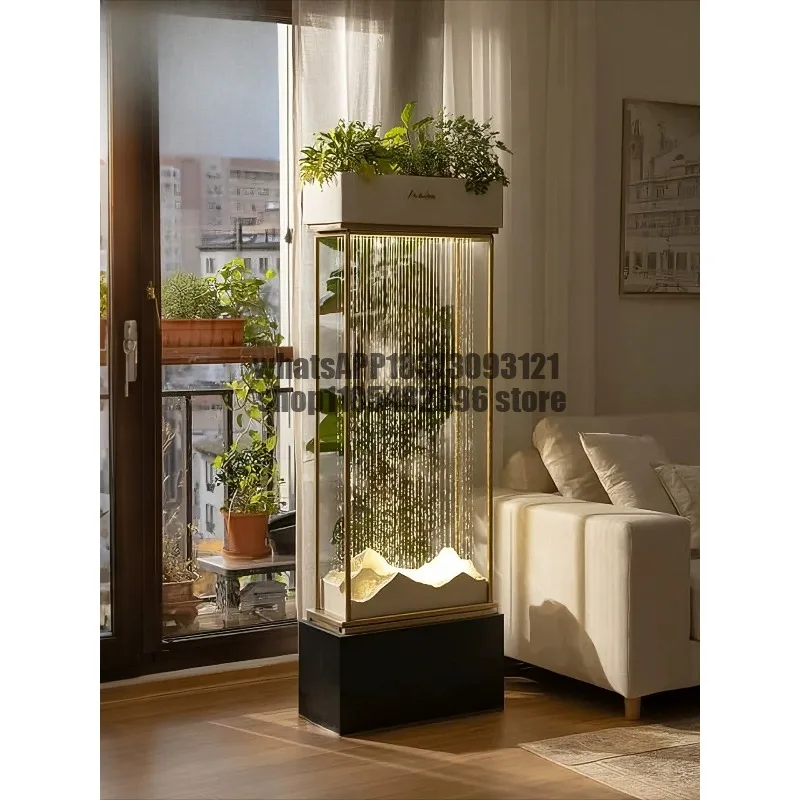 Stainless steel light stand, living room balcony landscaping, floor-to-ceiling water feature flower stand, making money
