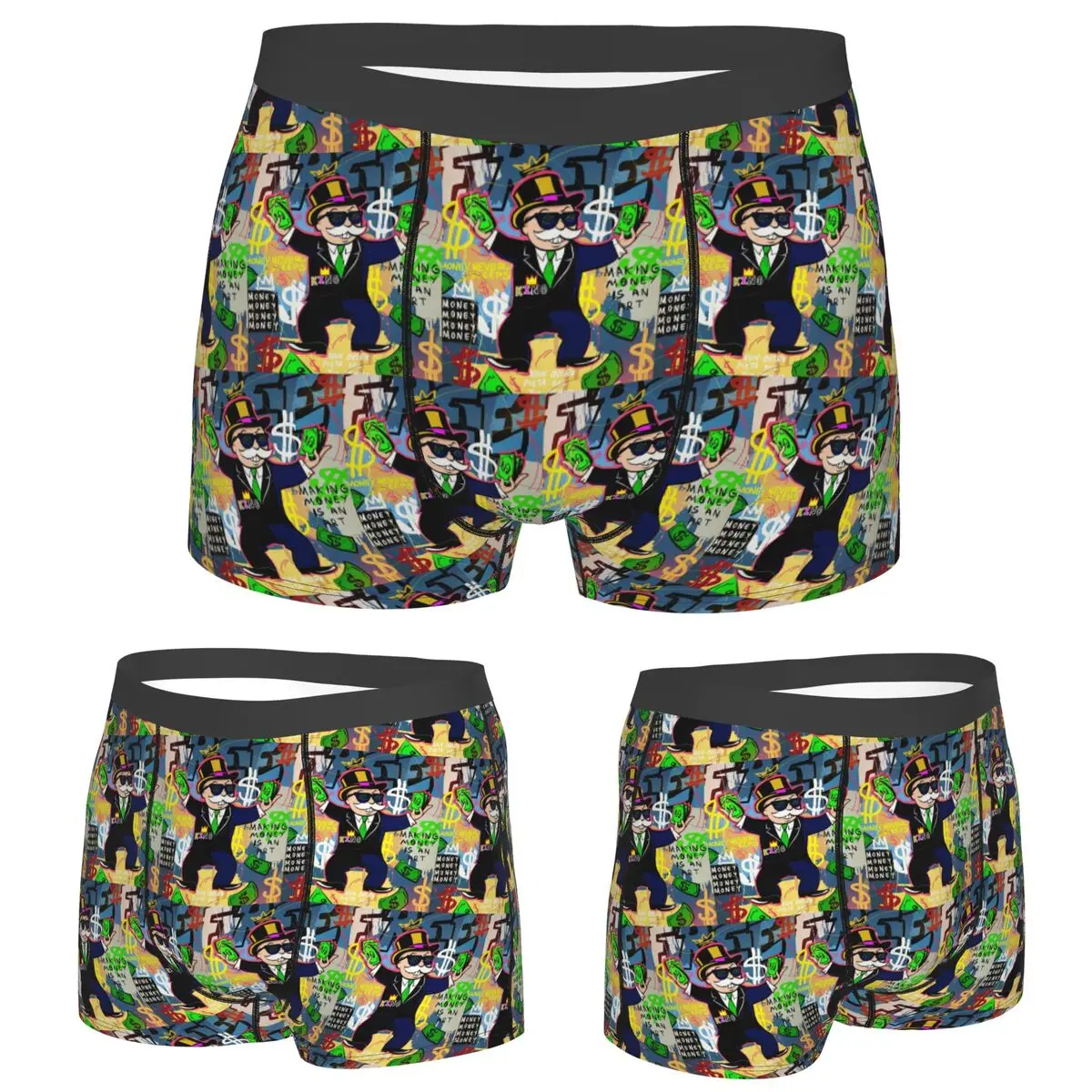 

Boxer Underpants Shorts Monopoly Man Holding Money - Pop Art Panties Men's Ventilate Underwear for Homme Man Boyfriend Gifts