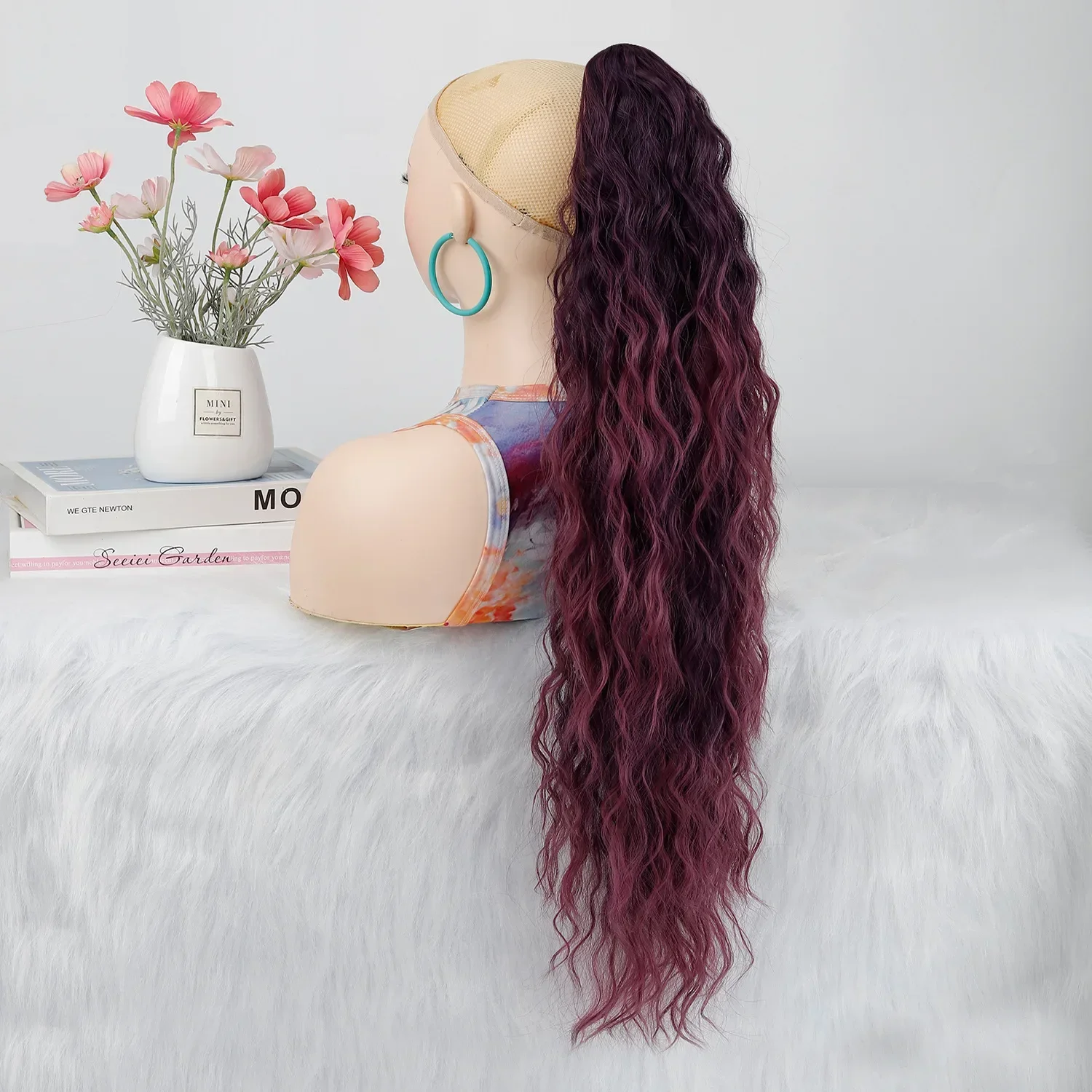 Popular Practical  Wig Grab Clip Ponytail Corn Perm Long Curly Hair Fluffy Long Curly Hair Ponytail Cosplay Accessories