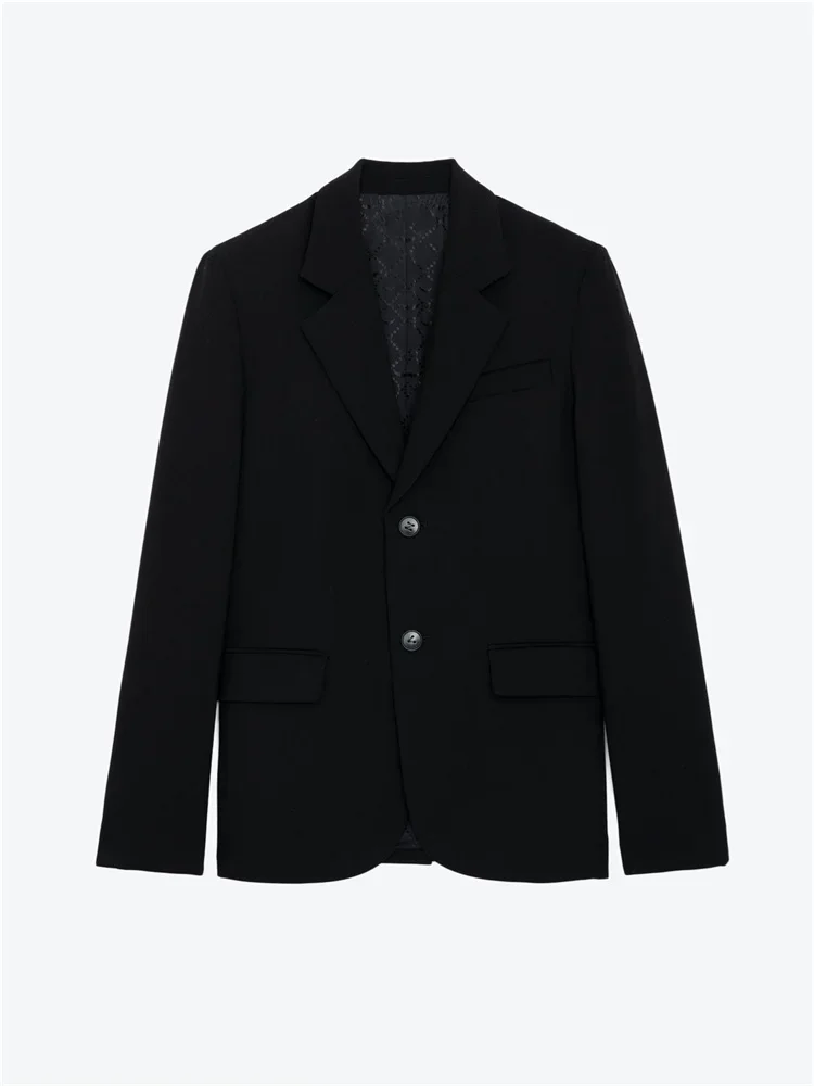 Early Autumn Lady Back Hot Rhinestone Decoration Coat Women Notched Collar 2 Coloros Suit Jacket