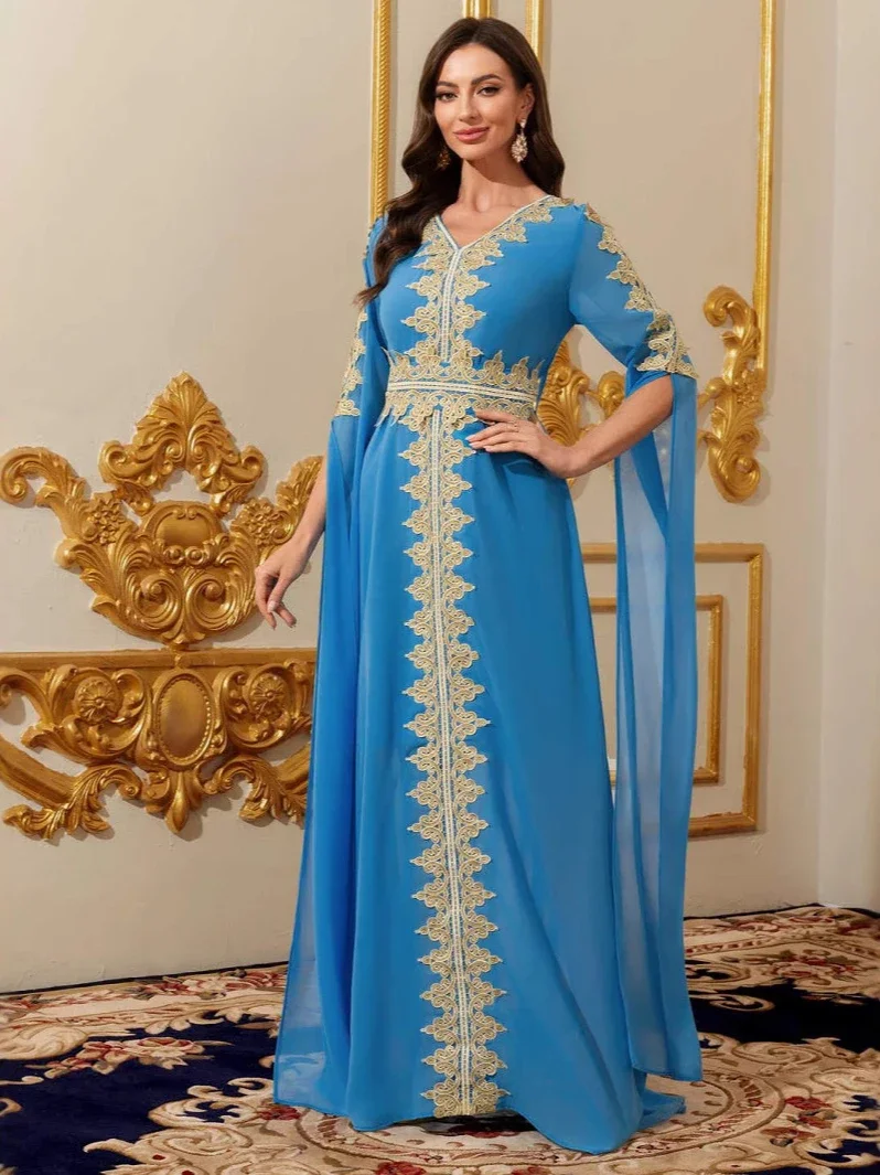 فستان حفلة عيد للنساء عباية إسلامية ماكسي كم طويل قفطان رداء جلابية رمضان المغرب دبي قفطان 2026 فيستدوس لارجوس #2