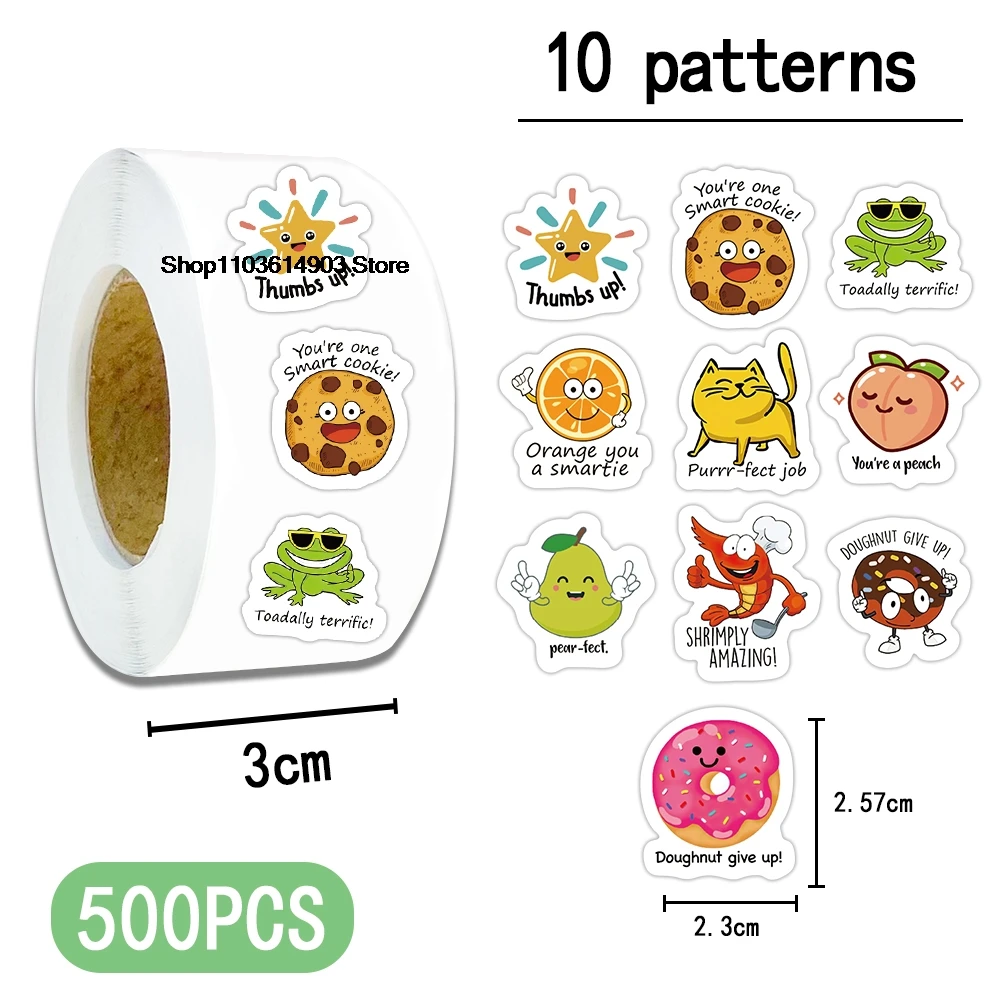 500pcs/roll Cartoon reward pattern stickers room decor wall art Wedding venue decoration school teacher supplies reward stickers