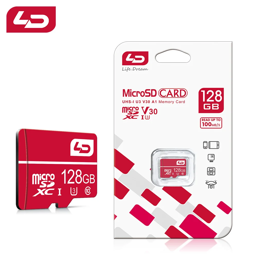 5 pz LD 100% scheda di memoria originale 128GB 64GB 32GB A1 Micro TF SD Card classe 10 UHS-1 scheda Flash per Samrtphone/PC