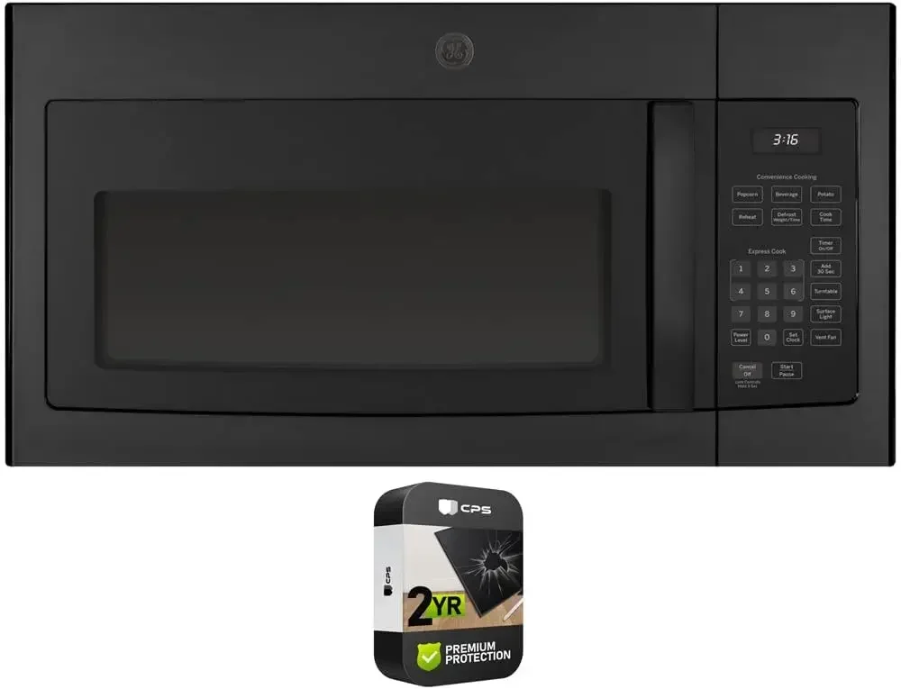 GE JVM3160DFBB 1.6 Cu Ft Over-the-Range Microwave Oven Black with 2YR Protection