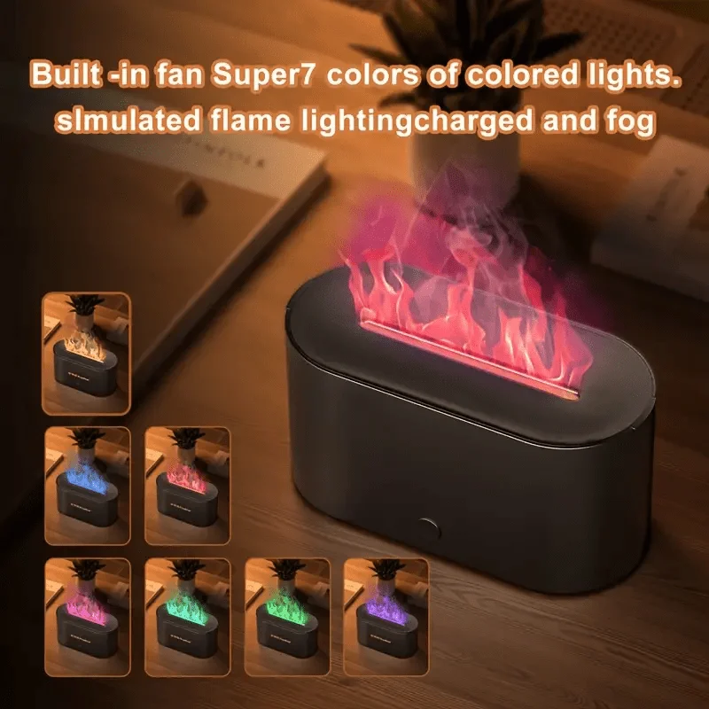 Custom.Cozy Fireplace-Inspired Aromatherapy Diffuser with-Color Flames, USB Powered, 4.4oz Cold Mist Humidifier & Fragra