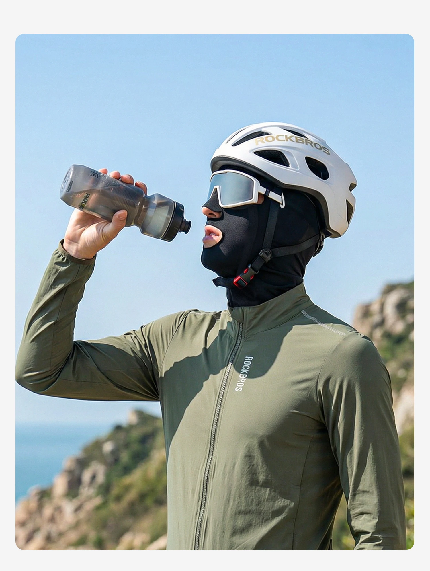 ROCKBROS Herren Eisseide Sonnenschutz Fahrrad-Vollgesichtsmaske Sommer Outdoor Winddichte Fahrrad-Motorradhelm-Kappe Hut Maske – Detail 12