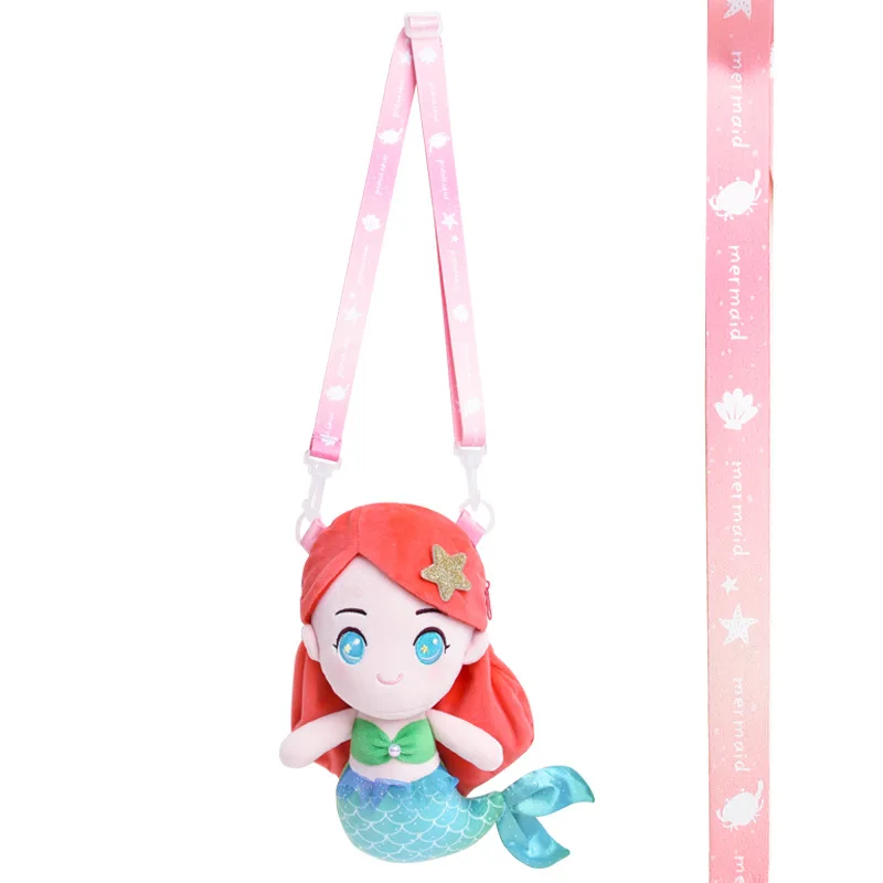 Disney-Sac en peluche de dessin animé pour enfants, sirène, poisson, princesse, petit animal, beurre, mignon, initié, bandoulière, petit changement, cadeau pour enfants