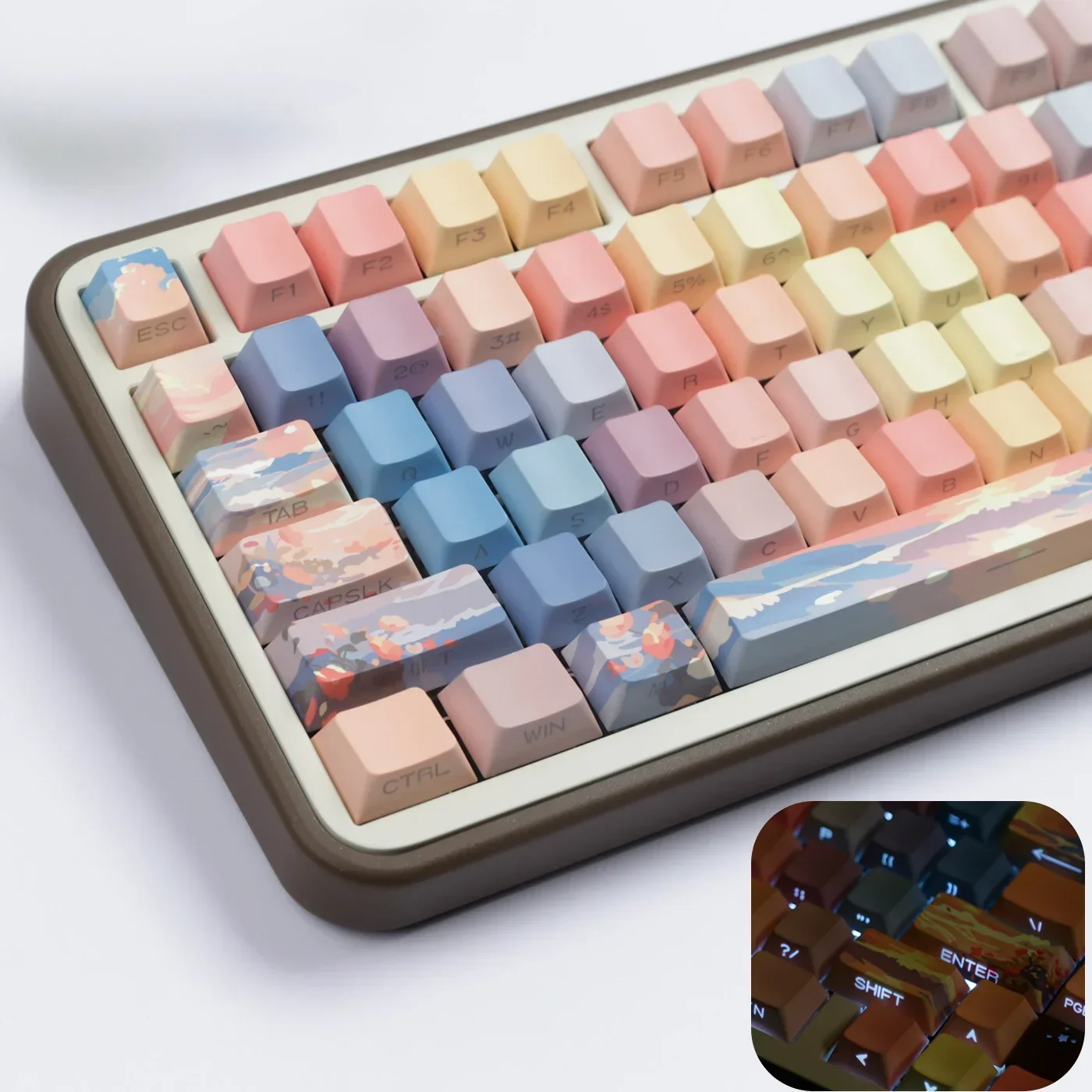 Sunset afterglow wooting side engraved transparent keycap camouflage original factory height gradual change HI8 F99 F87 G75