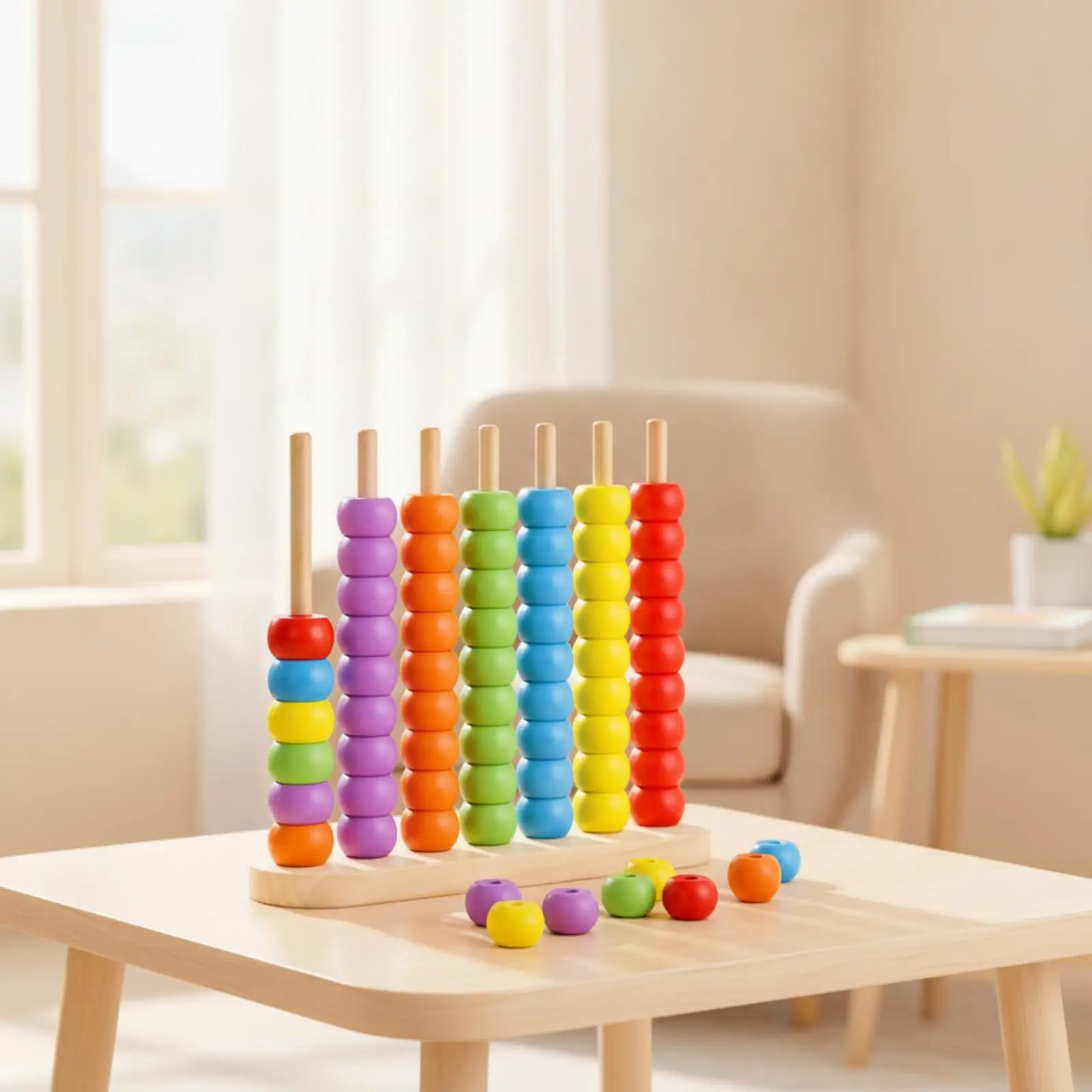 Wooden Counting Toy Colorful Bead Abacus Arithmetic Train Educational Kids Learning Toy for Preschool