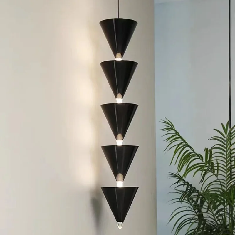 SANDYHA Nordic Hourglass Pendant Lights Cone Shaped Iron Lampshade Living Room Bedroom Sofa Bedside Lamp Home Decor LED Lighting