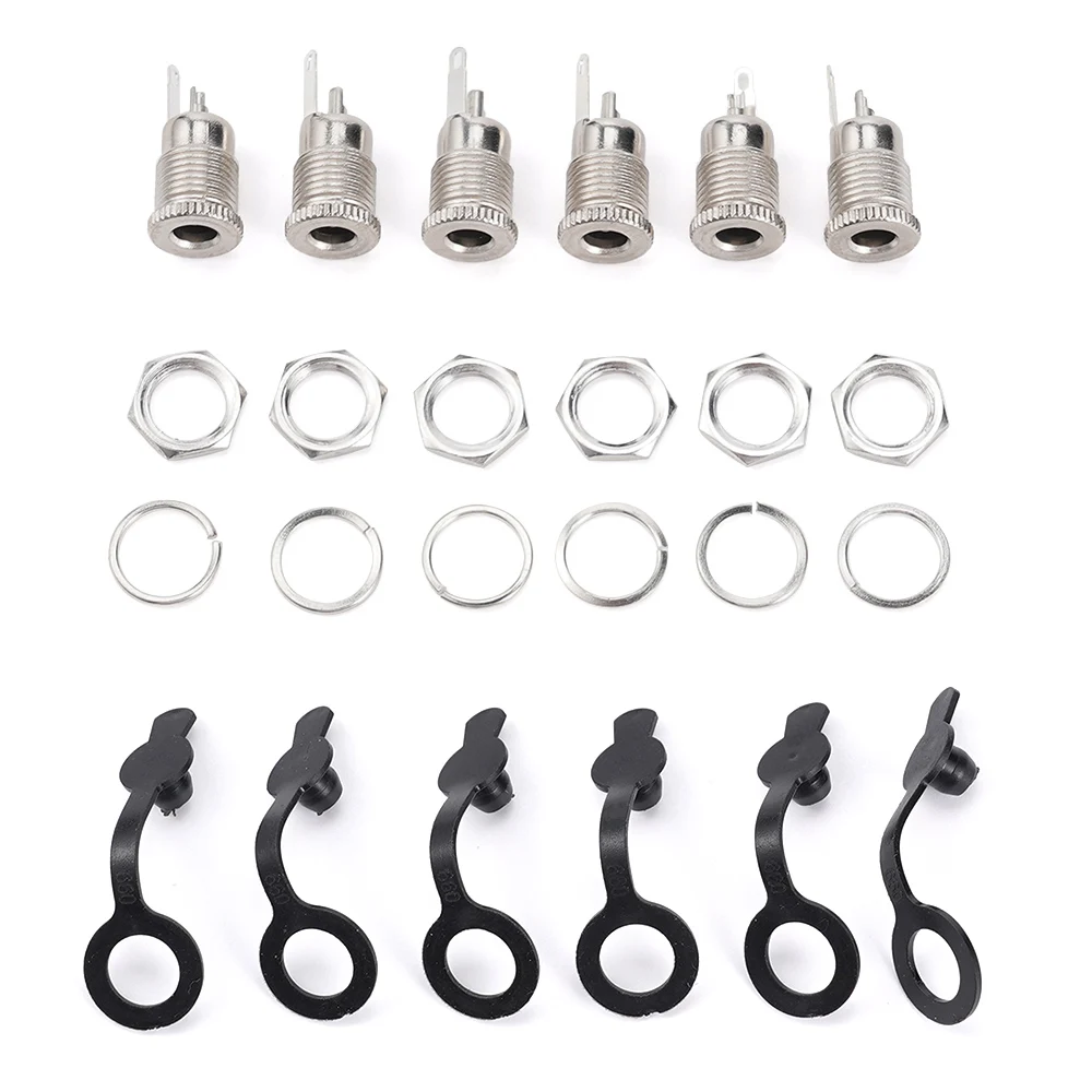 6Pcs/Set DC099 Female Socket Power Jack Panel Mount Connector Metal 5.5mm x 2.1mm 10A Universal Household Appliances Camera