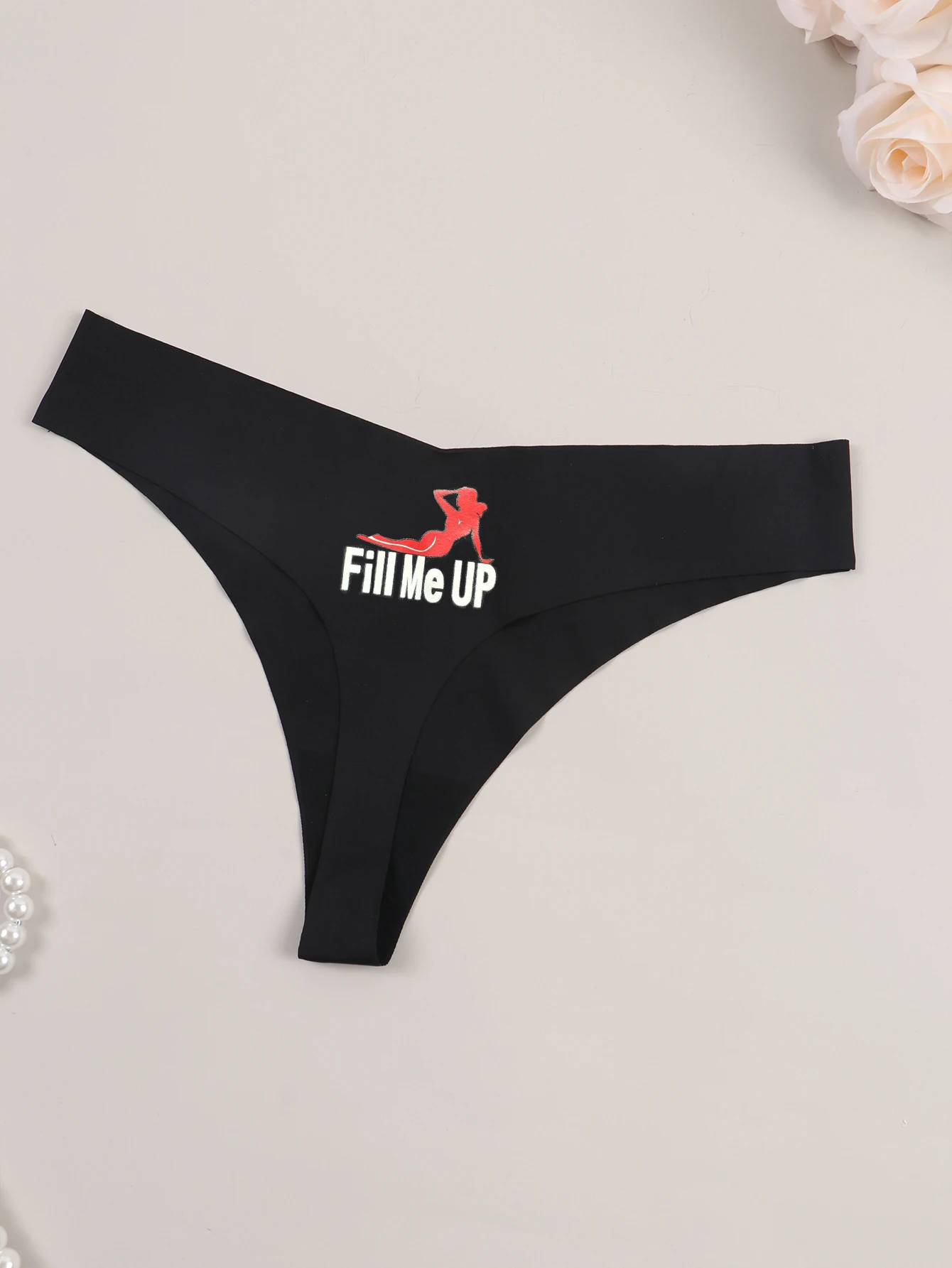 مضحك سلس ثونغ مثير بيكيني مع ملء لي حتى يطبع سراويل داخلية للنساء حجم كبير أسود S-XL