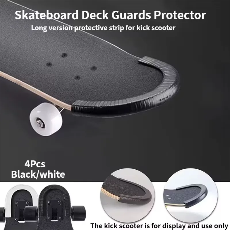 2/4 Piezas Protector Anticolisión para Skateboard, Tira de Goma para Protección de Tabla de Longboard, Tira de Goma Antichoque